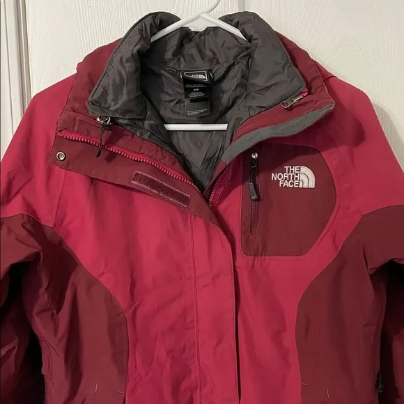 The North Face Women’s 3-in-1 Hooded Parka HyVent Magenta & Gray Size Small - Picture 4 of 17